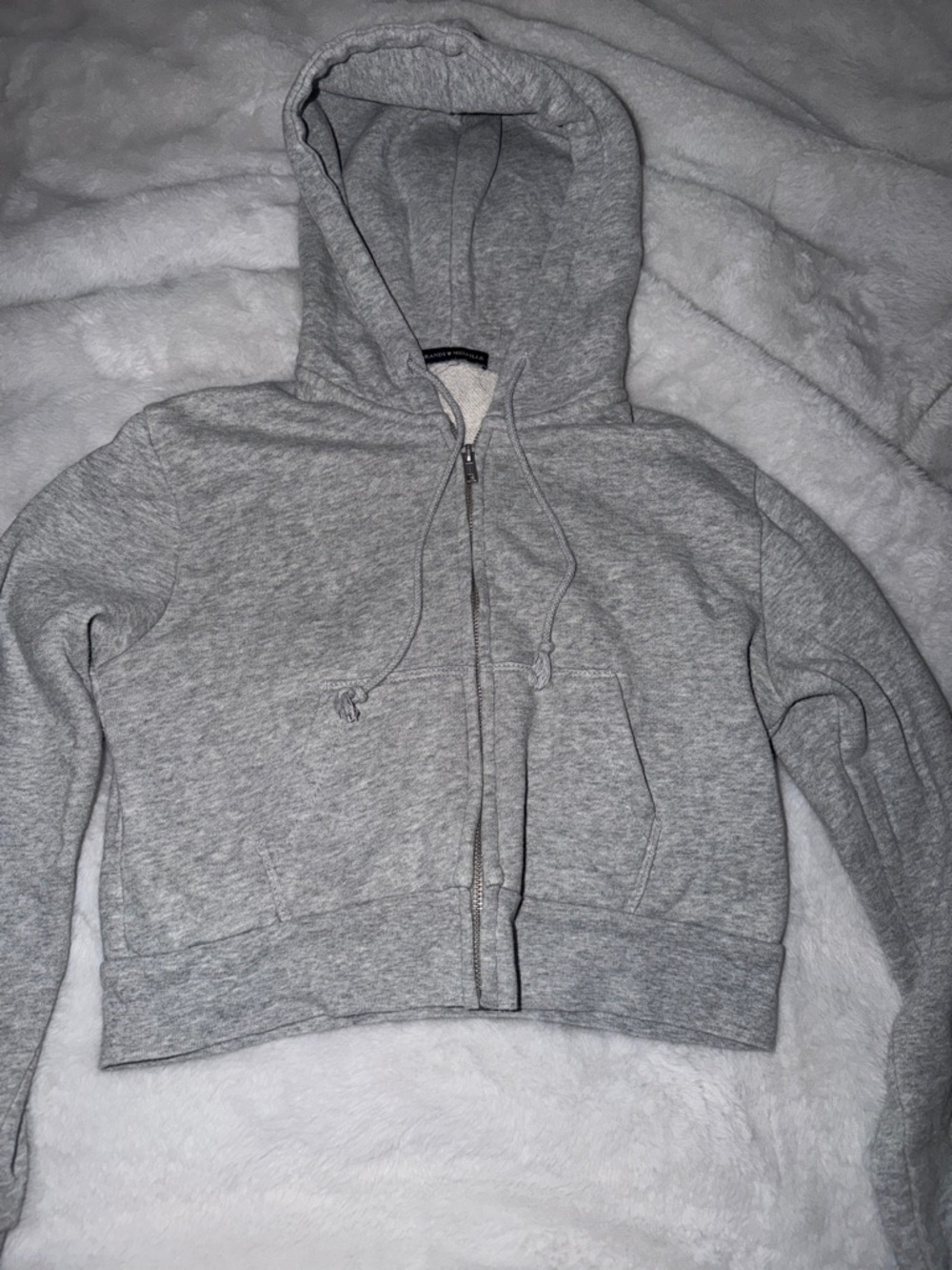 Brandy Melville Gray Cropped Zip Hoodie